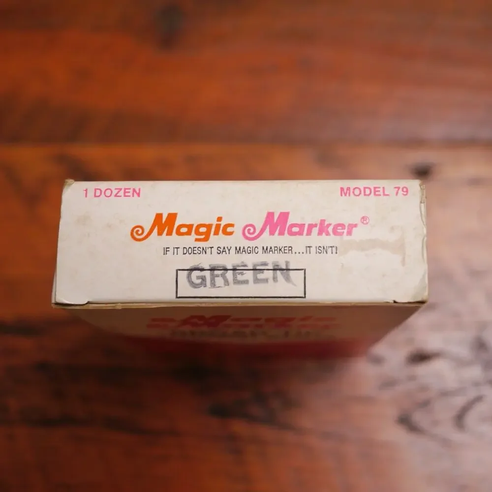 Box 12 NEW Vtg MAGIC MARKER Model 79 Waterproof Broad Tip GREEN Permanent Ink
